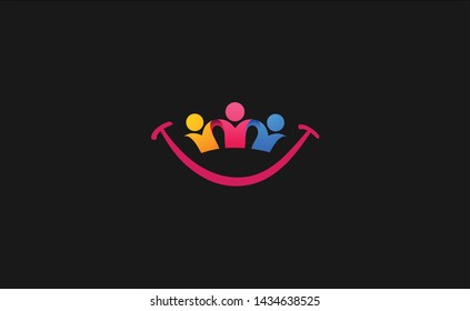 Creative people logo design template with smile