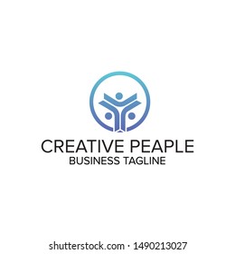 Creative People Logo Design Template With Circle Logo Vector Illustration Template For Icon Business