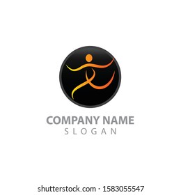 Creative people logo design template with circle