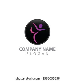 Creative people logo design template with circle