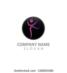 Creative people logo design template with circle