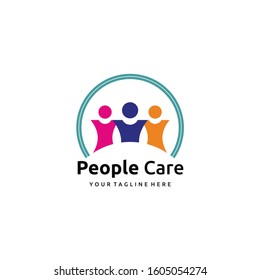 Creative people logo design template with circle