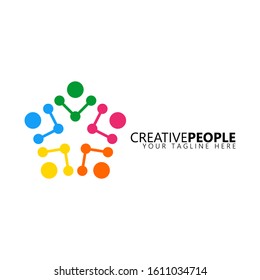Creative people logo design template. Community, network and social icon design template.