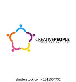Creative people logo design template. Community, network and social icon design template.