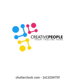 Creative people logo design template. Community, network and social icon design template.