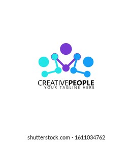 Creative people logo design template. Community, network and social icon design template.
