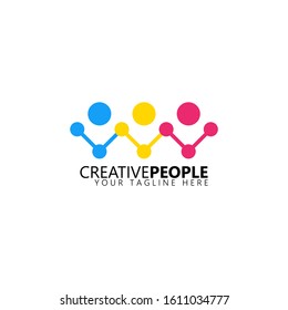 Creative people logo design template. Community, network and social icon design template.