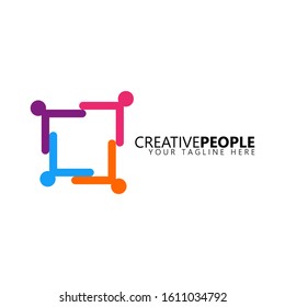 Creative people logo design template. Community, network and social icon design template.