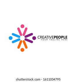 Creative people logo design template. Community, network and social icon design template.