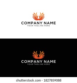 Creative people logo design template with circle