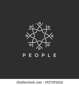 Creative People Logo Design Template With Circles On Black Background