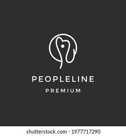 Creative people logo design template with circles on black background