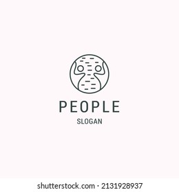 Creative people logo design template with circle