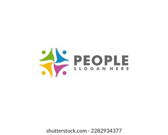 Creative people logo design template, social people logo vector
