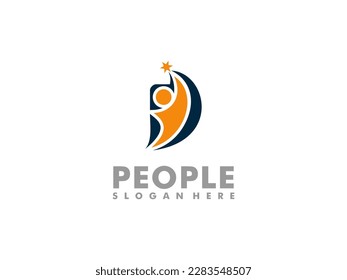 Plantilla de diseño de logotipo de personas creativas, vector de logotipo de personas sociales