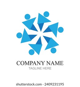 Plantilla de diseño de logotipo de personas creativas con círculo,Elemento de plantilla de diseño de logotipo de vectores planos