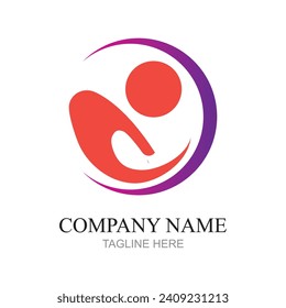 Creative people logo design template with circle,Flat Vector Logo Design Template Element