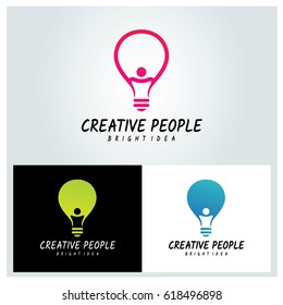 Creative people logo design template. Bright idea logo design concept.Vector illustration