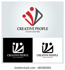 Creative people logo design template. Vector illustration