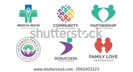 creative people logo icon set, logo used for community, creative hub, social connection, family, team work, together.