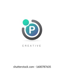 Creative People Logo with Letter P. Design Vector Illustration People Logo Template