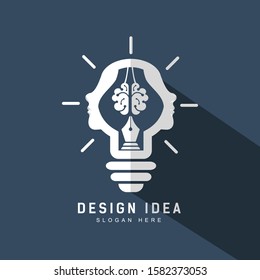 Creative people logo with light bulb, smart pen tool logo, design and creative service logo, Logo for designer or illustrator, 