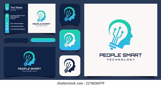 Logo de Creative People con concepto de bombilla vectorial, idea vectorial del logotipo de la lámpara de la cabeza humana