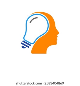 Creative People logo with light bulb concept vector, human head technology bulb logo, lamp logo vector idea