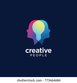 Creative People logo with light bulb overlapping inside heads