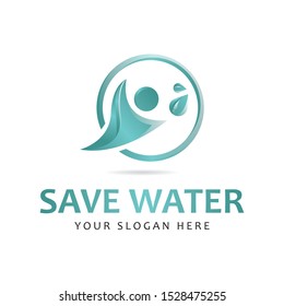 Creative People Logo. save water  vector template