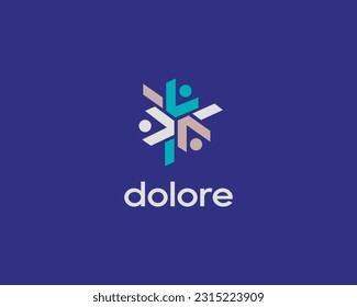 Creative people logo. Universal team care support icon. Vector illustration.