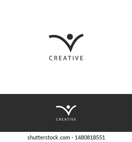 Creative people logo/icon template design with uniqe style. Vector 