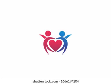 Creative people love vector logo design template. Couple symbol logo design