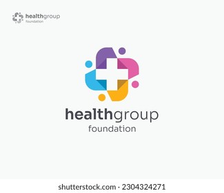 Creative people with negative cross health logo