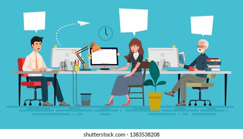 Creative People in Office Have Idea. Group of Men Working Together with Laptop. Successful Team in Coworking Space Developing Project. 