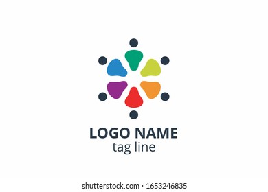 Creative people silhouette design. Template icon logo for any modern business like networking company, health care clinic, education, finance corporate, investment consultant.
