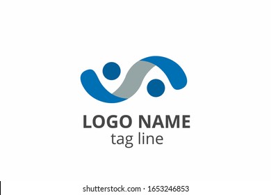 Creative people silhouette design. Template icon logo for any modern business like networking company, health care clinic, education, finance corporate, investment consultant.