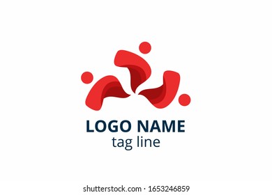 Creative people silhouette design. Template icon logo for any modern business like networking company, health care clinic, education, finance corporate, investment consultant.