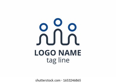 Creative people silhouette design. Template icon logo for any modern business like networking company, health care clinic, education, finance corporate, investment consultant.