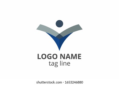Creative people silhouette design. Template icon logo for any modern business like networking company, health care clinic, education, finance corporate, investment consultant.