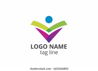 Creative people silhouette design. Template icon logo for any modern business like networking company, health care clinic, education, finance corporate, investment consultant.