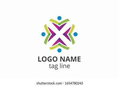 Creative people silhouette design. Template icon logo for any modern business like networking company, health care clinic, education, finance corporate, investment consultant.
