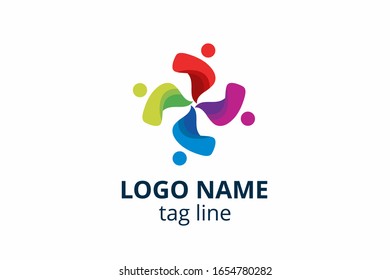 Diseño de silueta de personas creativas. Icono de plantilla para cualquier negocio moderno como empresa de red, clínica de salud, educación, empresa financiera, consultor de inversión.