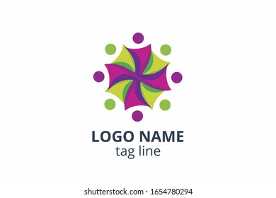 Creative people silhouette design. Template icon logo for any modern business like networking company, health care clinic, education, finance corporate, investment consultant.