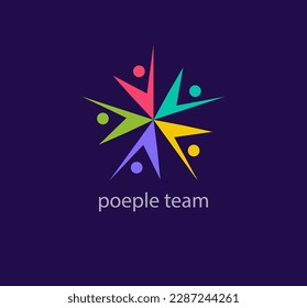 Creative people team logo design. Modern design color. Cyclic human logo template. vector.	