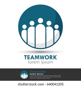 Creative people teamwork logo icon. Business concept and social relationship. Vector template layout for design name card, identity corporate.