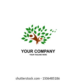 Creative People Tree Concept Logo Design Template - Vector