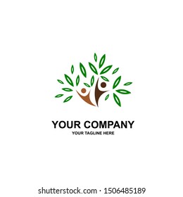 Creative People Tree Concept Logo Design Template - Vector