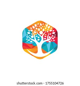 Creative People Tree Concept Logo Design Template.