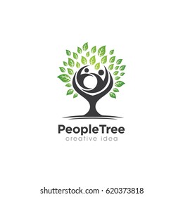 Creative People Tree Concept Logo Design Template